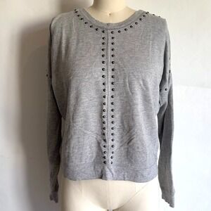 Rails‎ Wilson Embellished Studded Terry Sweatshirt-Heather Gray-Women's Size XS